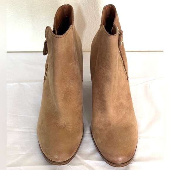 Aldo "Naedia" Leather Nubuck, Block Heel, Ankle Bootie, Tan, Size 10 EUC - Picture 2 of 6